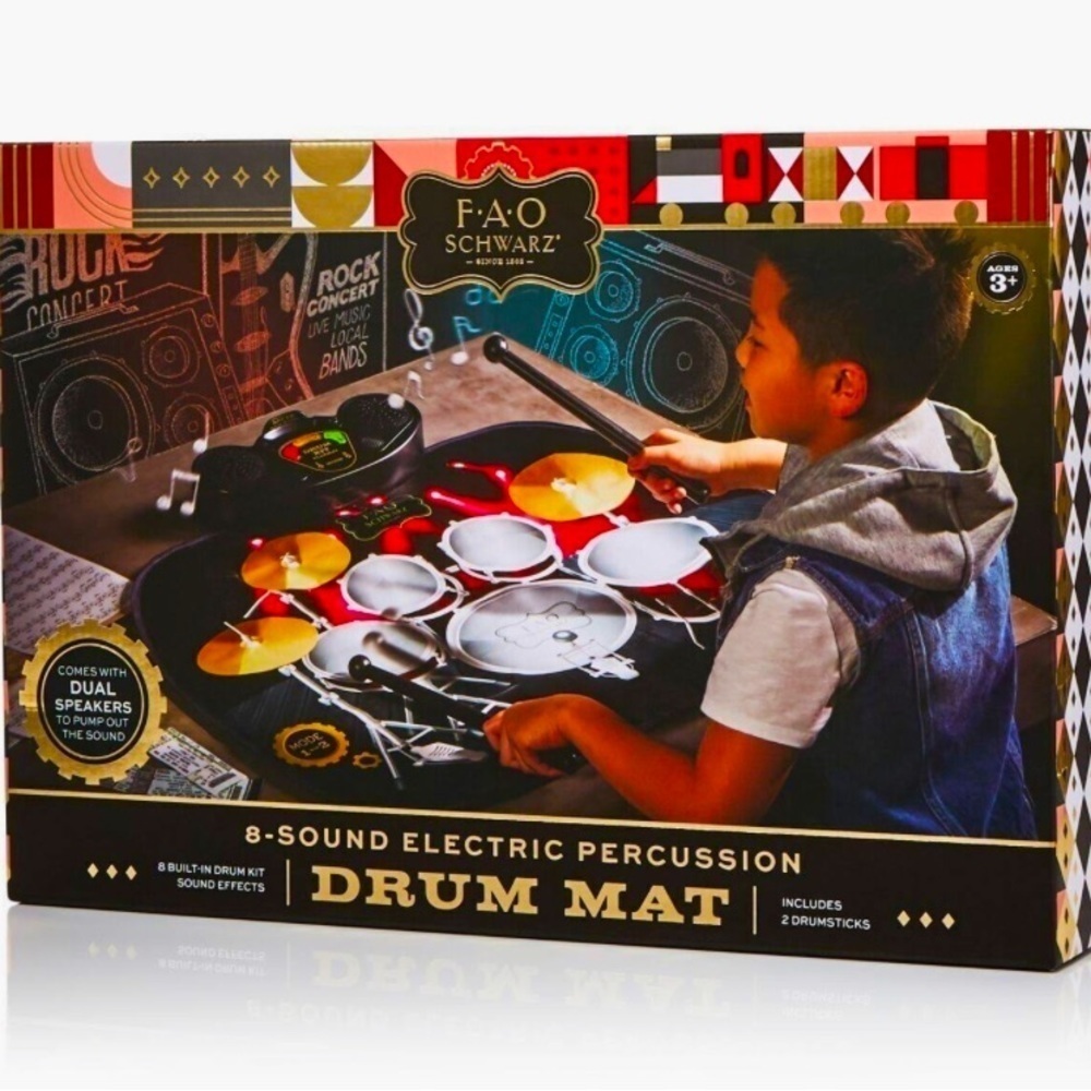 FAO Schwartz 8 Sound Percussion Drum Mat Aux-Over 5lb. Label $ Included NEWINBOX